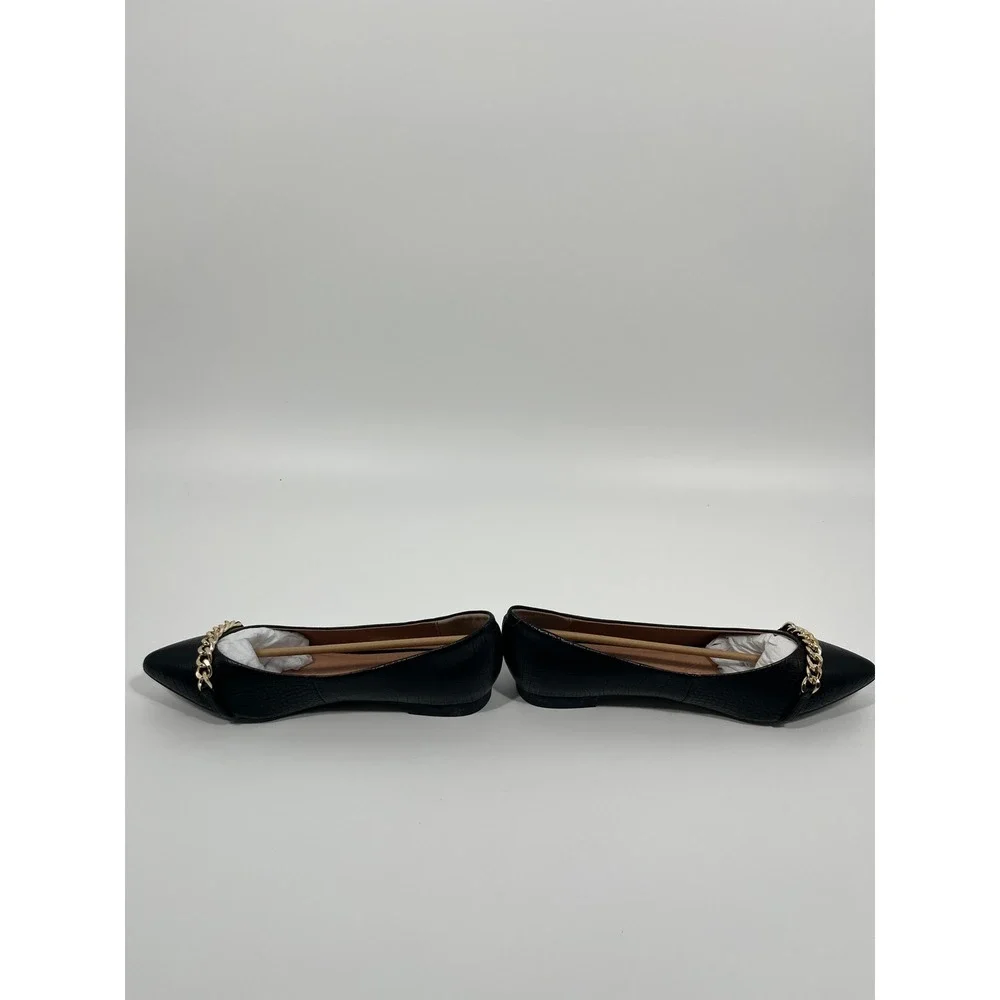 Womens Pointed Toe Flats 10.5 Black Chic Minimalist Capsule Office Euro Summer